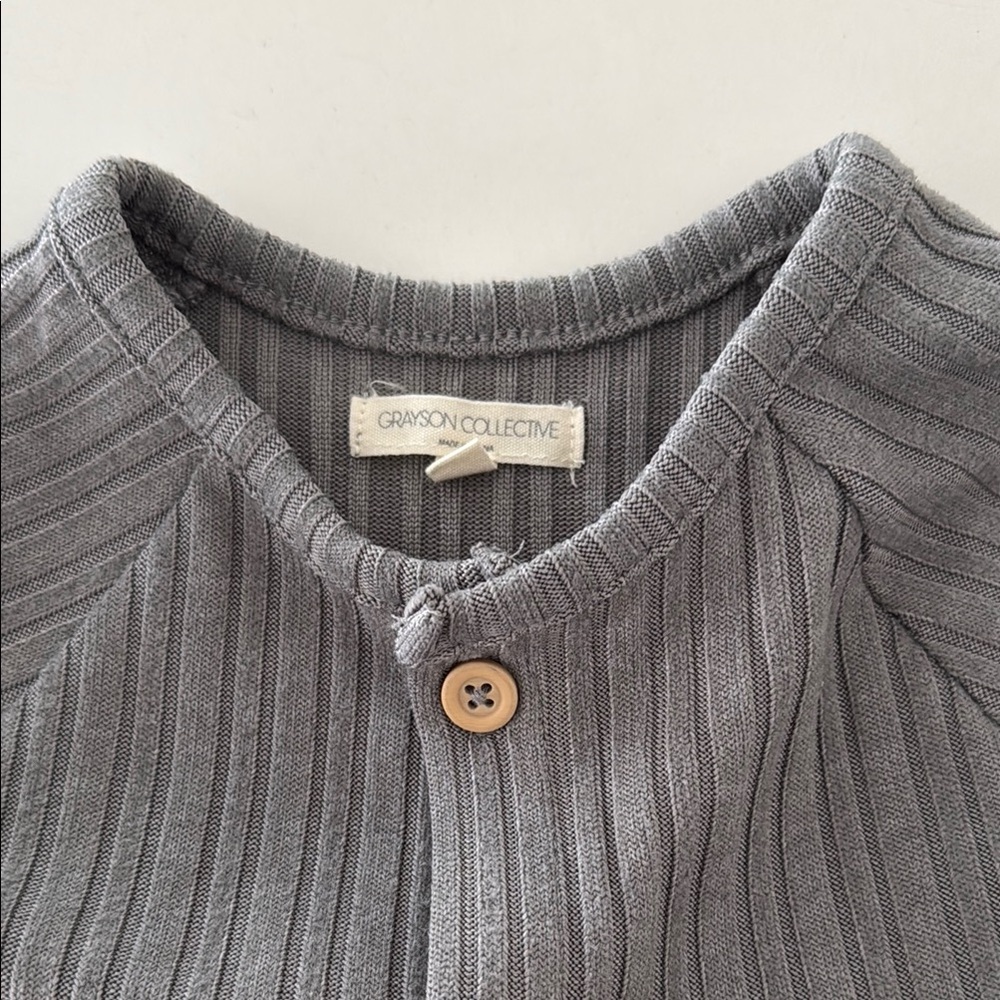 Gray Ribbed Kids One Piece - Picture 2 of 3